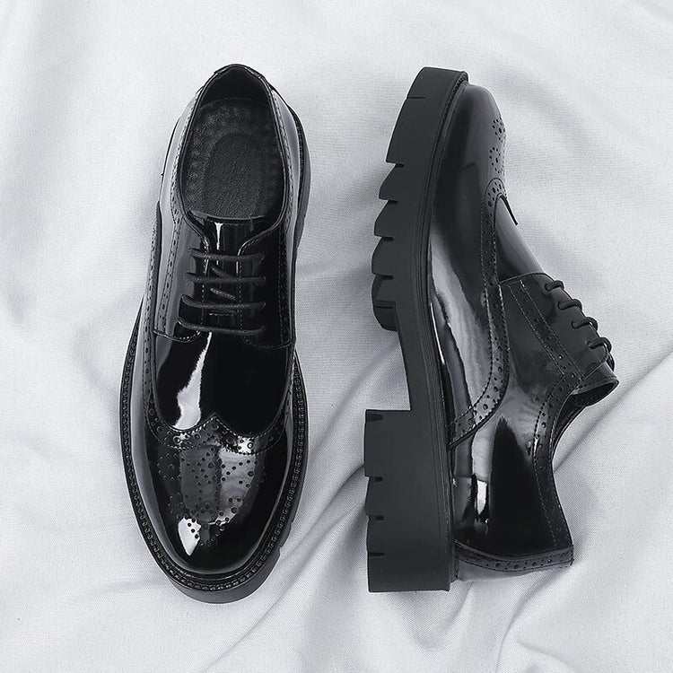 Elevator Platform Patent-Leather Oxford Shoes Increase Height Formal Dress Wedding Brogues Boost 4cm / 7cm / 9cm