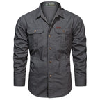 Cargo Shirt Long-Sleeve Cotton Rancher-Style Plus Sizes