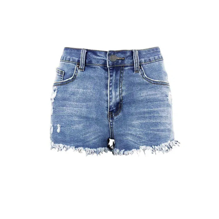 Denim Shorts Ripped Jeans Summer Frayed Hem Distressed Women's Shorts