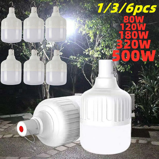 Outdoor USB Rechargeable LED Lamp Bulbs 1-6pcs Emergency Lights Portable Hook-Up Lanterns Night BBQ Camping Fishing