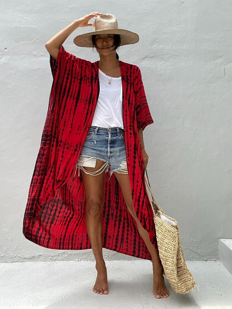 Beach Cover Up Kimono-Style Swimsuit Wrap Resort Wear Bikini Cape