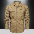 Cargo Shirt Long-Sleeve Cotton Rancher-Style Plus Sizes