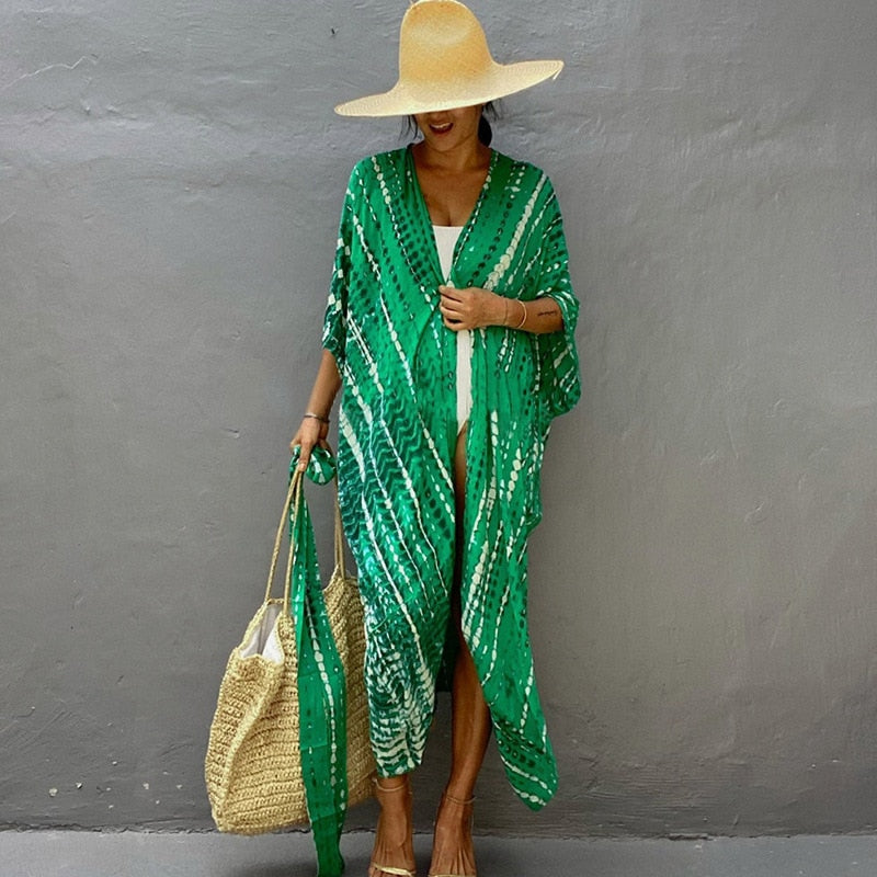Beach Wrap Bikini Swimwear Cover Up Kimono-Style Resort Wear Sarong