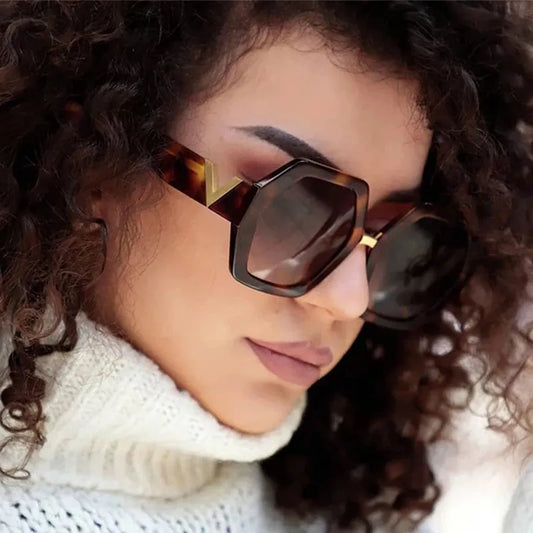 Fashion Big-Frame Hexagon Sunglasses Women's Oversized Eyewear Sunnies