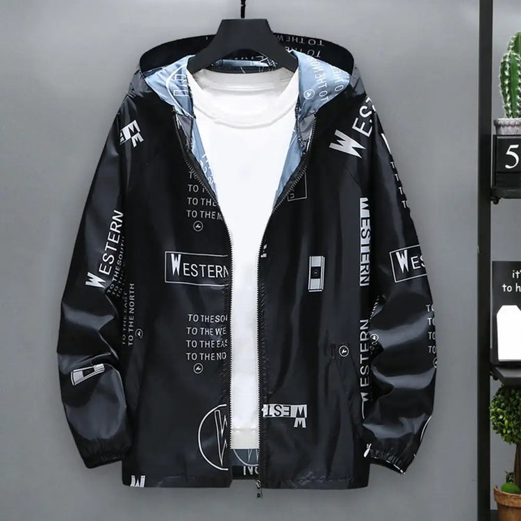 Stylish Casual Windbreaker Hoodie Jacket Windproof Outwear All Seasons