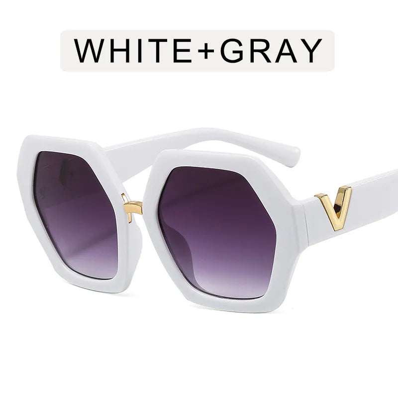 Big-Frame Hexagon Fashion Sunglasses Women's Oversized Eyewear Sunnies