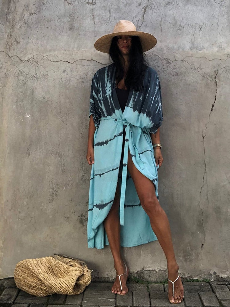 Beach Cover Up Kimono-Style Swimsuit Wrap Resort Wear Bikini Cape