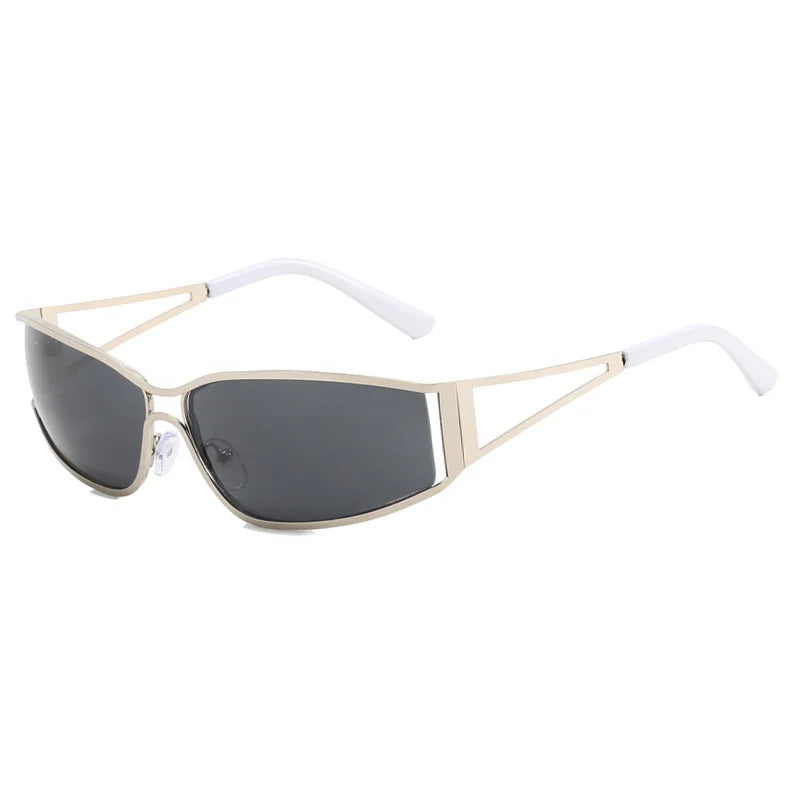 Gradient Sunglasses Oversized Metal-Frame Retro Style