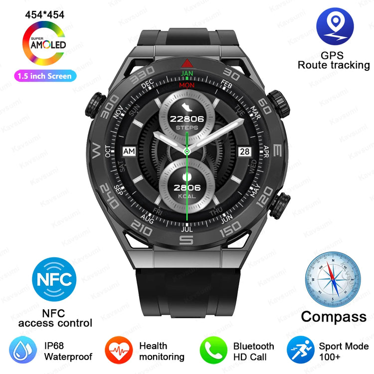 Smartwatch GPS Compass NFC ECG+PPG Heart Health Fitness Tracker Bluetooth Calling