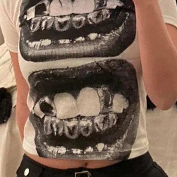 Punk Y2K Crop Top Gothic Street T-shirt Emo Style