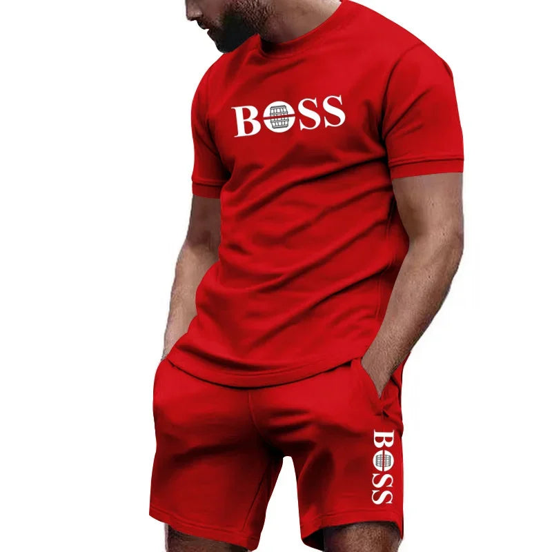 Men's Outfit Set T-shirt + Shorts 2pcs Combo Sportstwear Summer Fitness Clothes