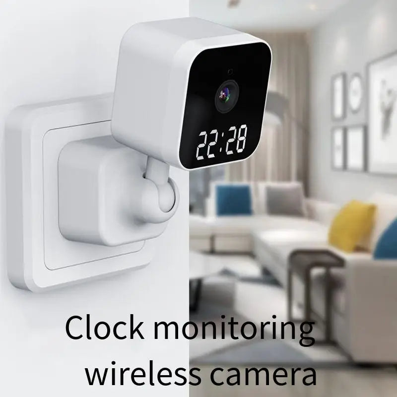 Plug In Home Security Camera Clock Electrical Wall Socket Speaker Two-Way Audio CCTV