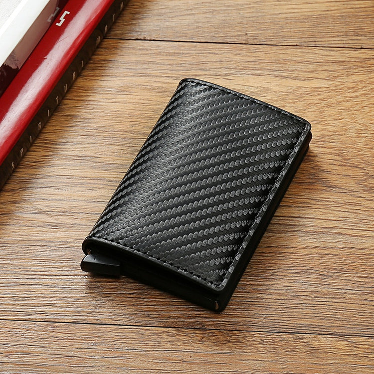 RFID Blocking Wallet Anti-Theft ID Carbon-Fiber Metal Credit Card Holder Money Clip