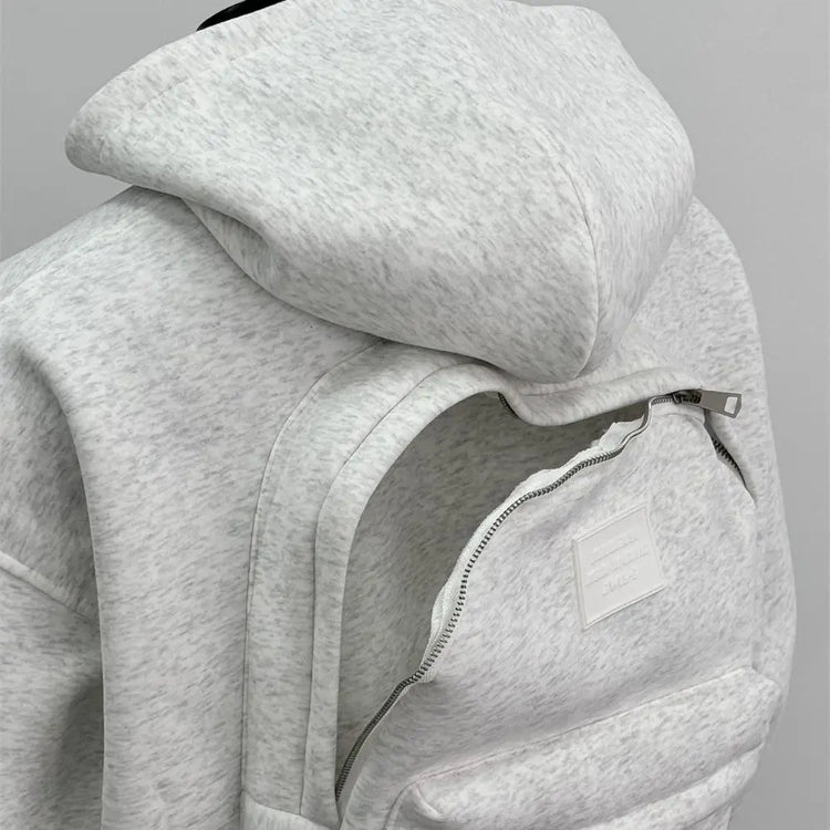 Hoodie Backpack Integrated Travel Compartment Full-Zip Hoodie-Keep Melbourne Marvellous Official Store