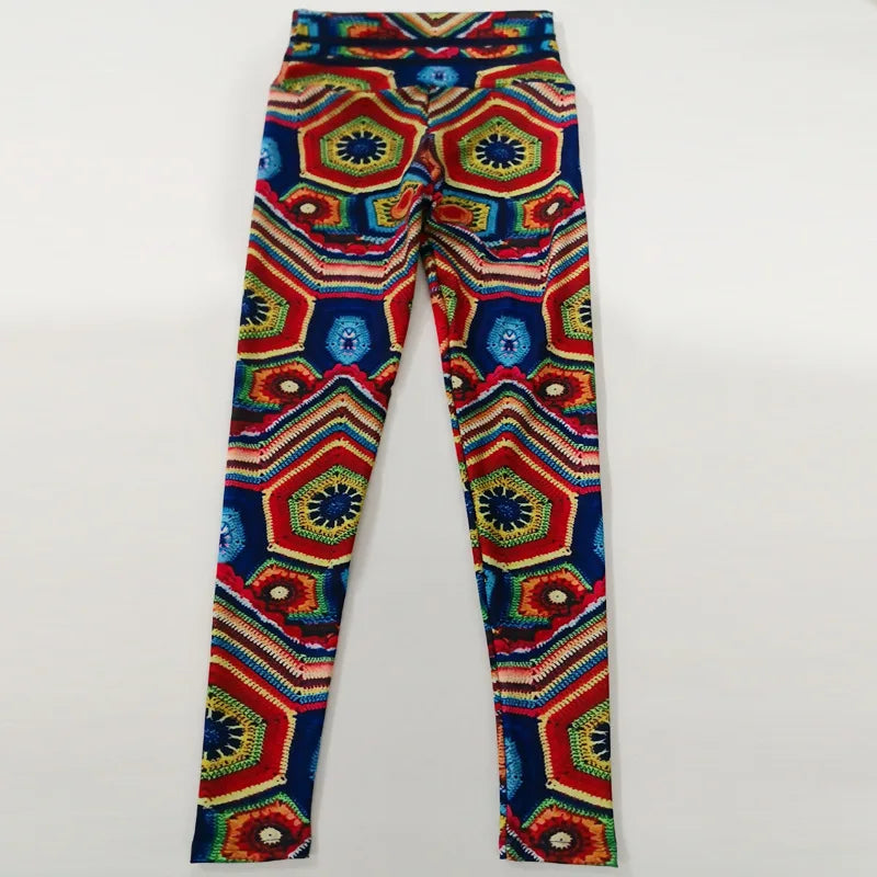 High-Waist Paisley Vintage 1960s Printed Leggings Colourful Fitness Yoga Pants Push Up Elastic Pencil Pants