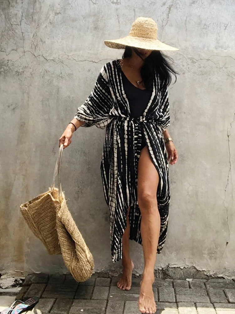 Beach Wrap Bikini Swimwear Cover Up Kimono-Style Resort Wear Sarong