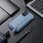 Samsung Galaxy Leather Carbon Fiber Case With Kick Stand & Zip Pocket