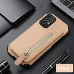 Samsung Galaxy Leather Carbon Fiber Case With Kick Stand & Zip Pocket