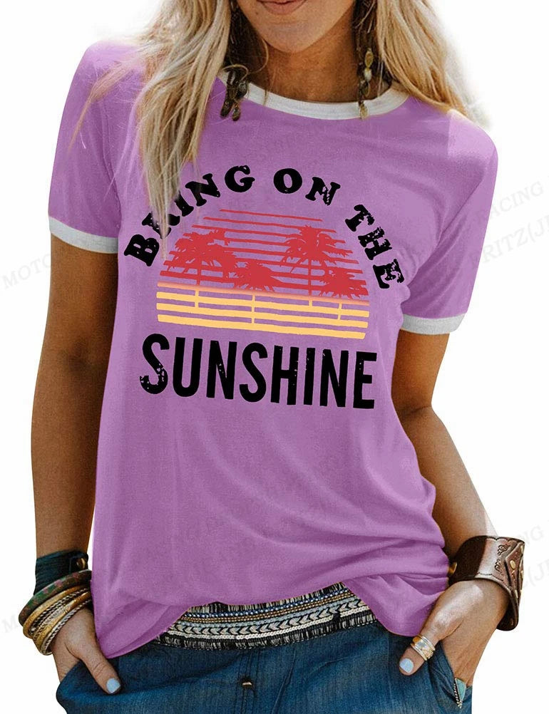 "Bring On The Sunshine" Groovy T-shirt - Trendy Summer Top