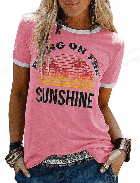 "Bring On The Sunshine" Groovy T-shirt - Trendy Summer Top