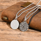 Vintage Compass Nordic Pendant Necklace - Stainless Steel Chain Alloy Charm
