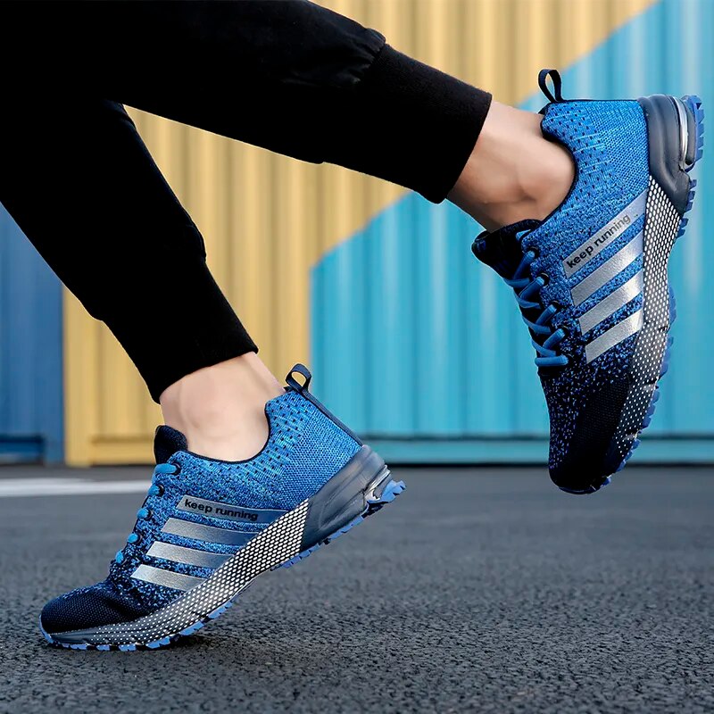 Sports Sneakers Stripes Gradient Pattern Breathable Running Shoes