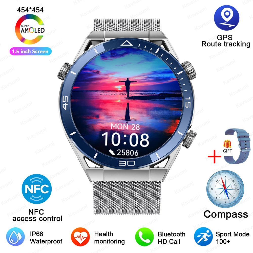 Smartwatch GPS Compass NFC ECG+PPG Health Fitness Tracker Heart Monitor Bluetooth Calling