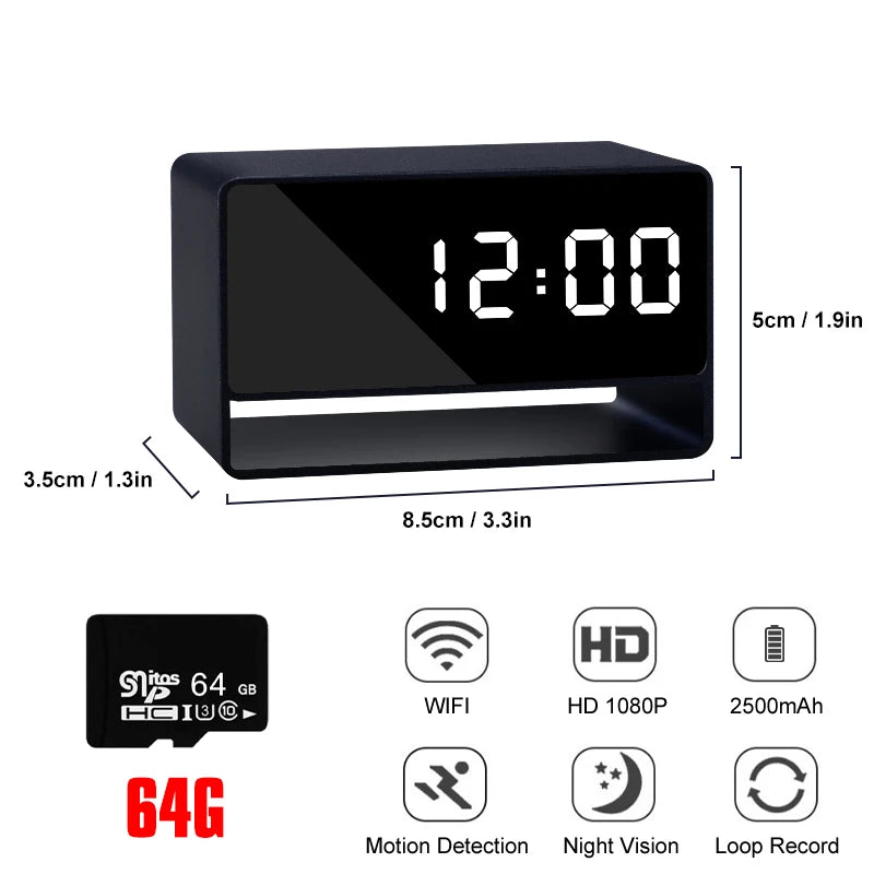 Home Security CCTV Camera Alarm Clock Camera with HD Video