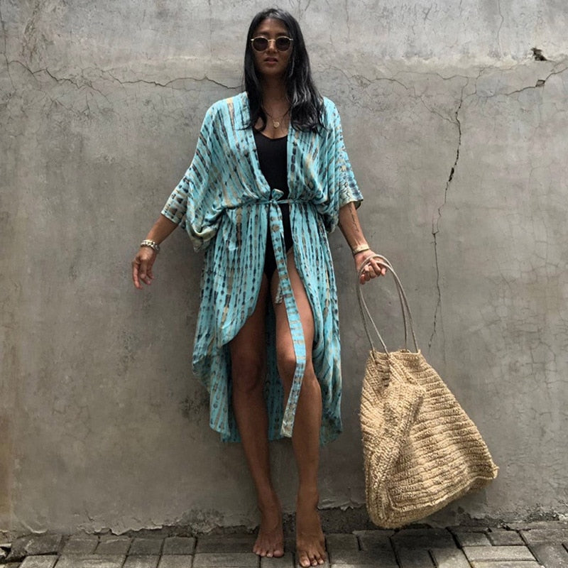 Beach Wrap Bikini Swimwear Cover Up Kimono-Style Resort Wear Sarong