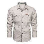 Cargo Shirt Long-Sleeve Cotton Rancher-Style Plus Sizes