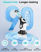 Scrub Brush Electric Bathroom Wireless Spin Cleaning Rechargeable
