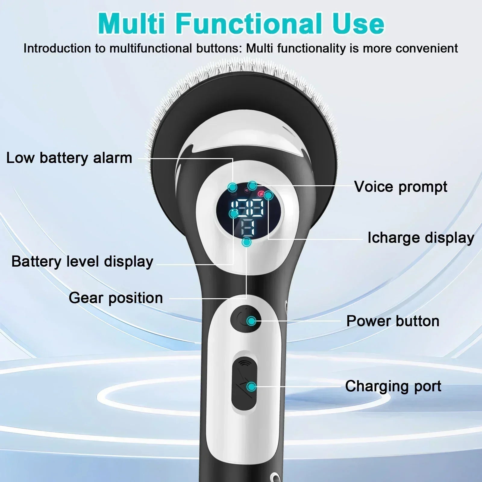 Scrub Brush Electric Bathroom Wireless Spin Cleaning Rechargeable