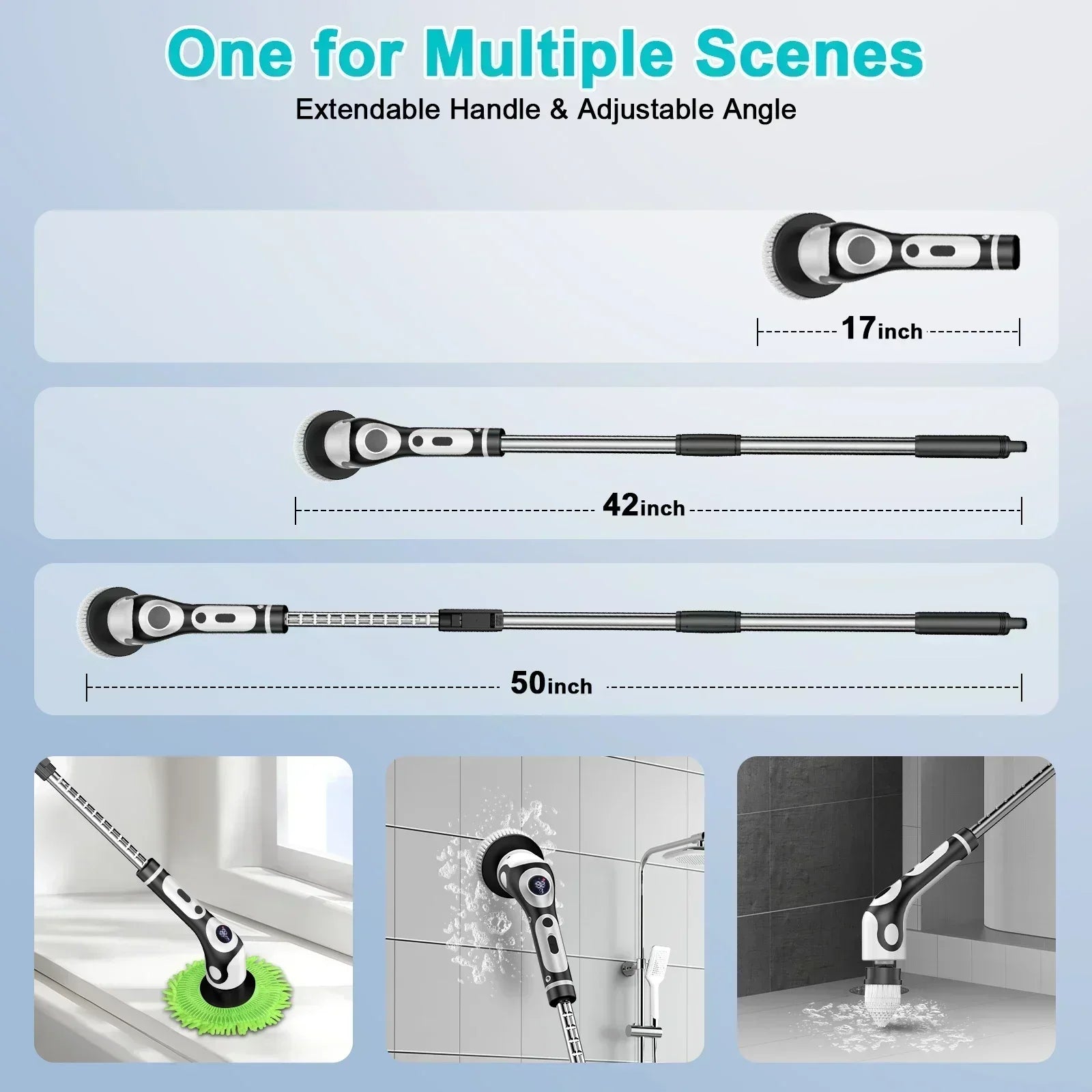 Scrub Brush Electric Bathroom Wireless Spin Cleaning Rechargeable