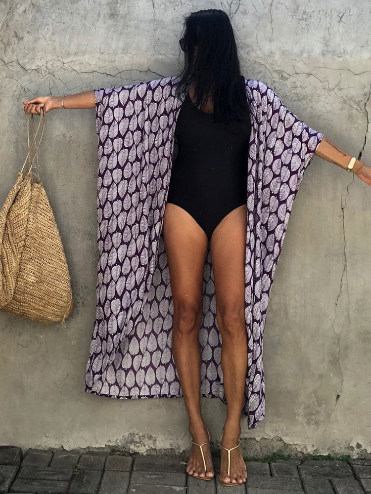 Beach Cover Up Kimono-Style Swimsuit Wrap Resort Wear Bikini Cape