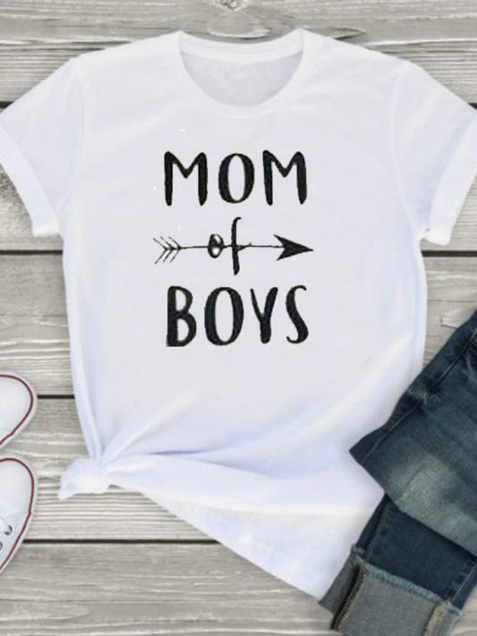 "Mom Of Boys" - Women's Motivational Positivity T-shirt / Mothers / Sons / Kids / Children