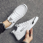 Slip-On No-Tie Ice Silk Canvas Sneakers With Elastic Laces