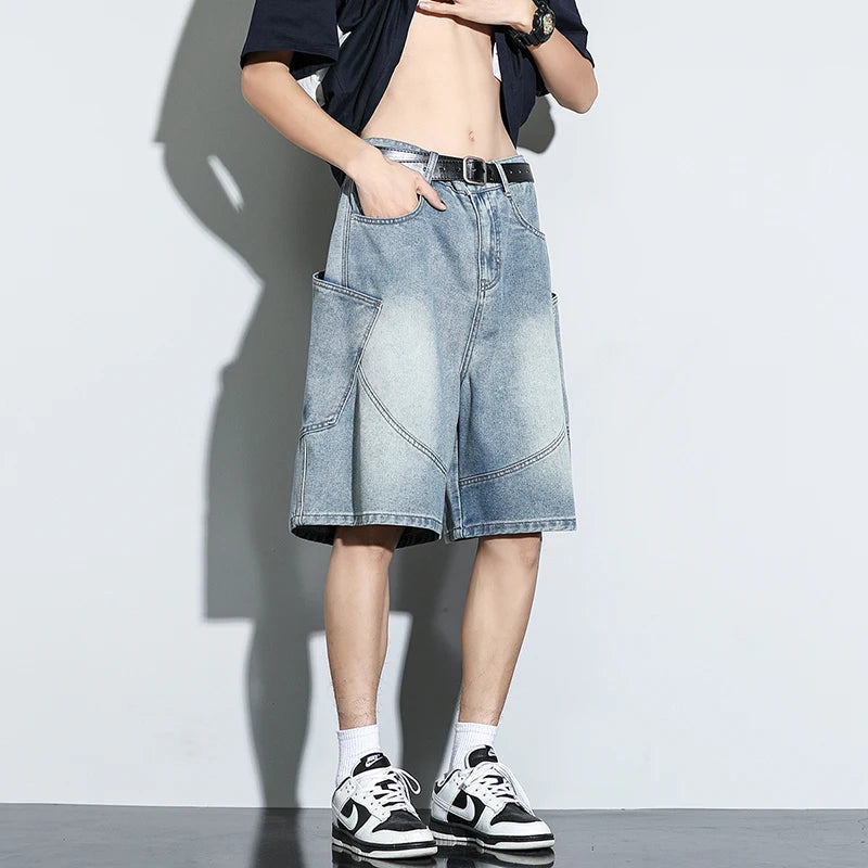 Baggy Denim Shorts Loose Wide Leg Jorts Vintage Wash Streetwear