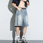 Baggy Denim Shorts Loose Wide Leg Jorts Vintage Wash Streetwear