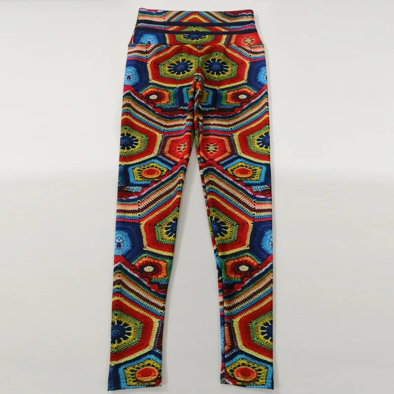 High-Waist Paisley Vintage 1960s Printed Leggings Colourful Fitness Yoga Pants Push Up Elastic Pencil Pants