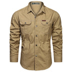 Cargo Shirt Long-Sleeve Cotton Rancher-Style Plus Sizes