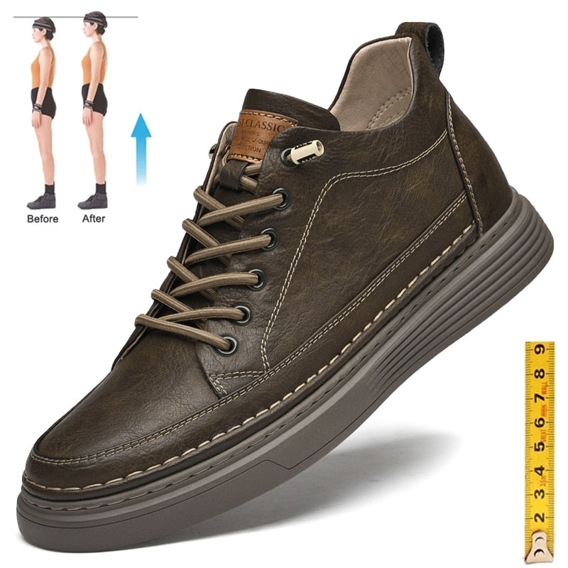 Elevator 6cm Height-Boosting Genuine-Leather Heightening Tall Shoes