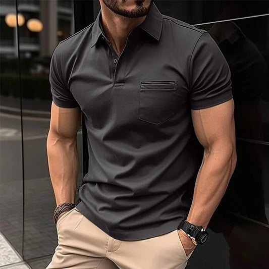Summer Men's New Casual Short-Sleeved Polo Shirt Breathable Office Fashion Clothing