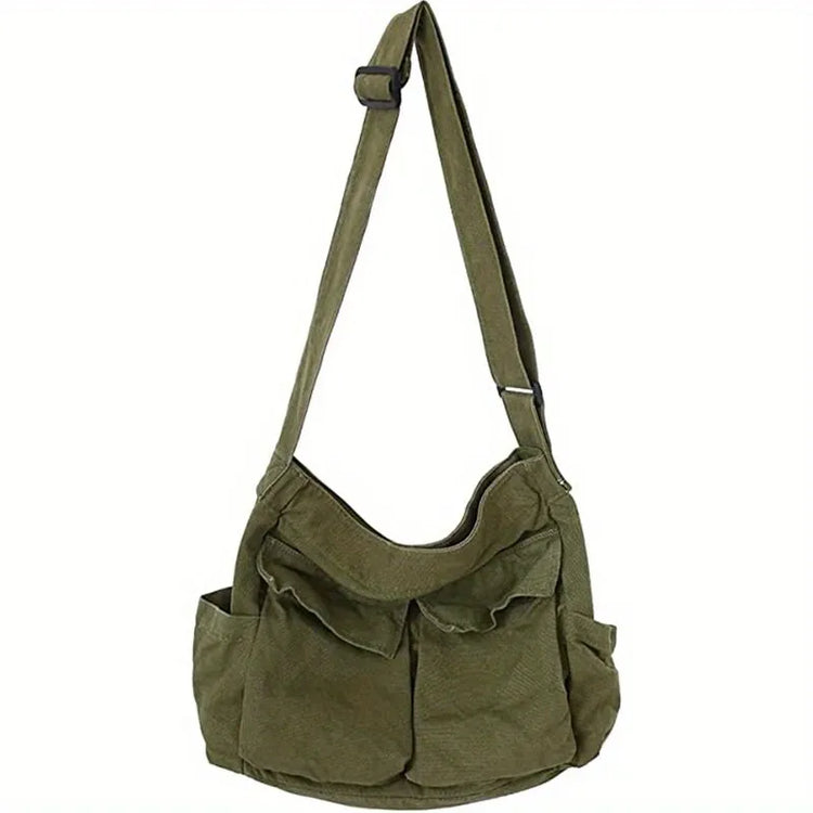 Student Large-Capacity Canvas Shoulder Tote School Messenger Crossbody Travel Bag