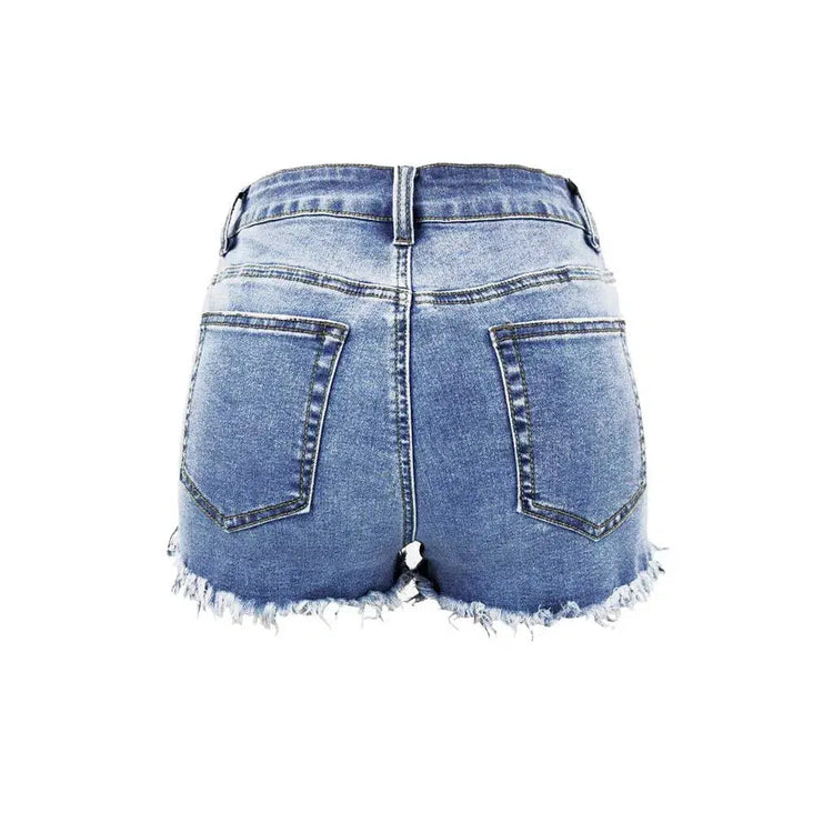 Denim Shorts Ripped Jeans Summer Frayed Hem Distressed Women's Shorts