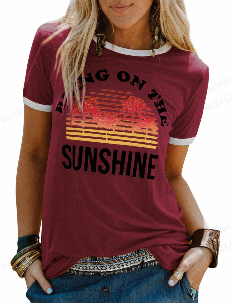 "Bring On The Sunshine" Groovy T-shirt - Trendy Summer Top