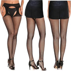 3 Pcs Fishnet Pantyhose Sexy Thigh-High Lingerie Stockings With Garter Belt