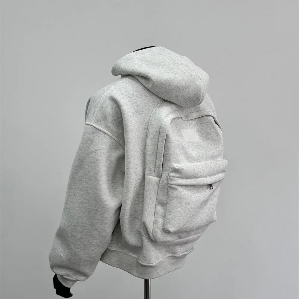Hoodie Backpack Integrated Travel Compartment Full-Zip Hoodie-Keep Melbourne Marvellous Official Store