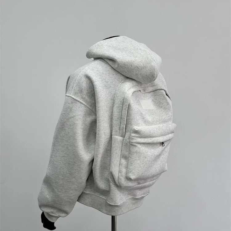 Hoodie Backpack Integrated Travel Compartment Full-Zip Hoodie-Keep Melbourne Marvellous Official Store