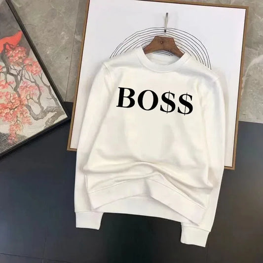 BO$$ Sweatshirt Limited Edition Pullover Letters Print Crew Neck Casual Top For Men Women