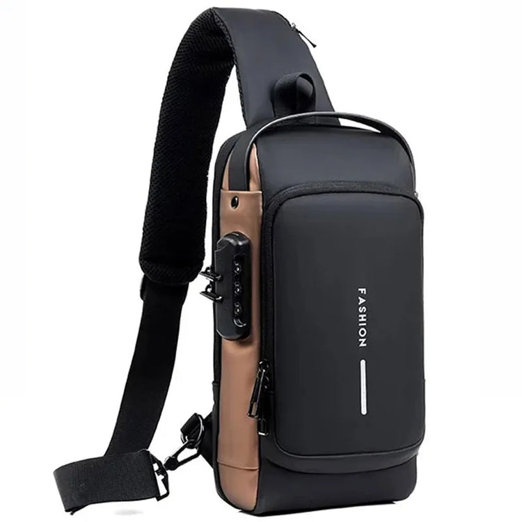 Sling Backpack Cross-Body Bag With Padlock & USB Charging Port Travel